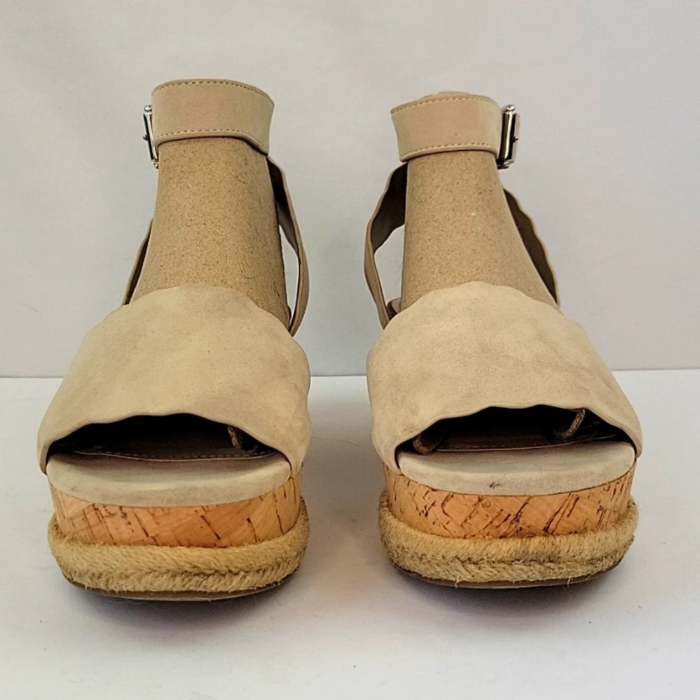 Marc Fisher Faithful Cork Wedge Espadrille Sandals Size 7